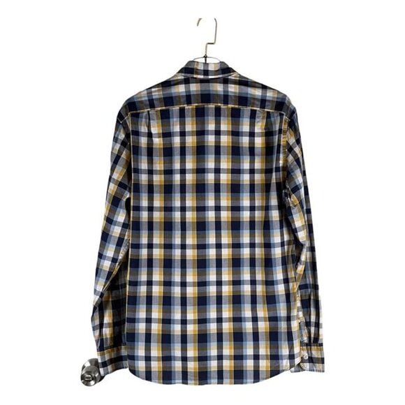 J. Crew Men’s Slim Flex Washed Button Down Oxford Shirt Size M Blue Yellow Plaid - Picture 4 of 5